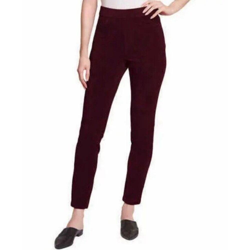 NWT GLORIA VANDERBILT WOMEN SKINNY KNIT CORDUROY MIDRISE‎ PANT(CABERNET CRUSH XS